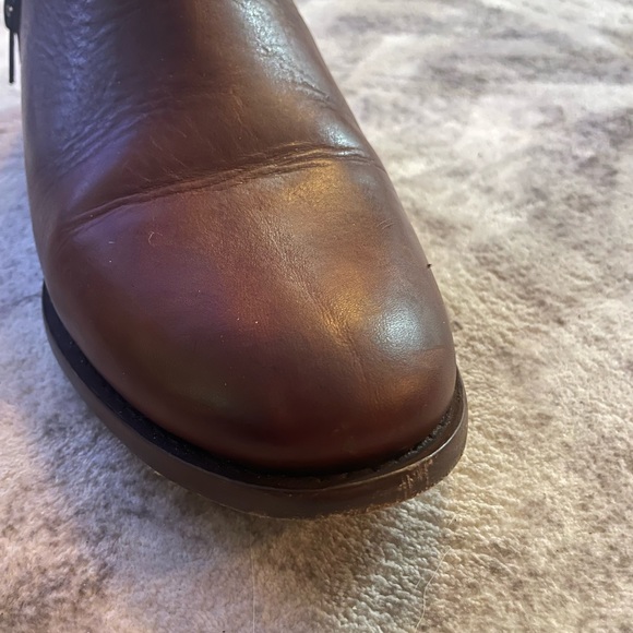 Frye Carly Zip Chelsea Leather Booties, Sz 10, Cognac - Picture 7 of 9